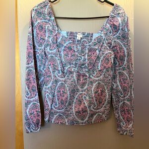 J. Crew off-the-shoulder paisley top. Sz 0